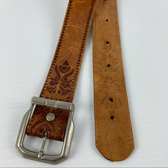 Leather Brown Pattern Boho Belt 92cm - Picture 4 of 7